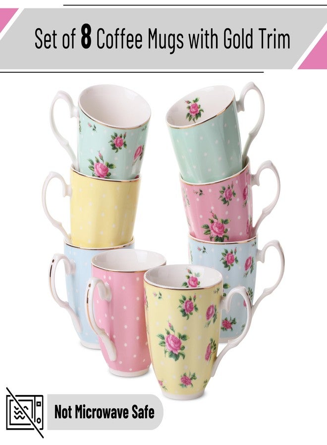 Brew To A Tea BTaT- Royal Coffee Mugs, 12 oz, Set of 8, Porcelain Bone China, Tea Mug, Large Coffee Mugs for Coffee Cups Set, Tea Cups - Image 2